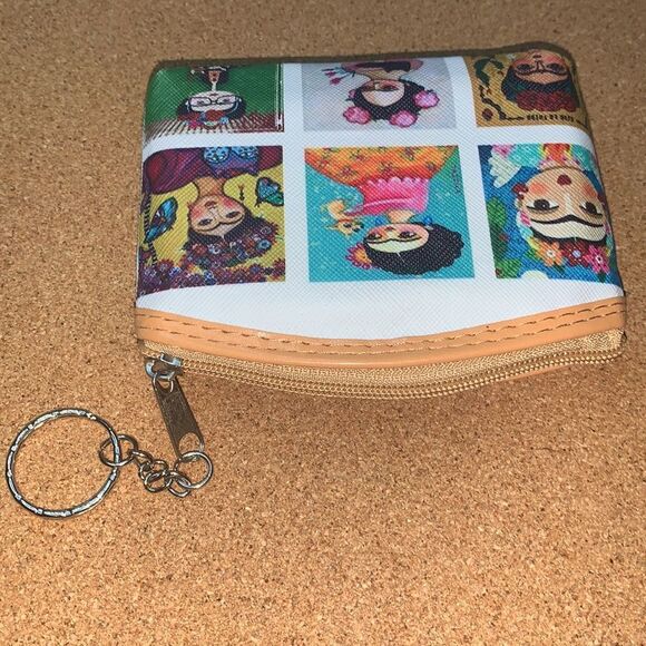 Frida Kahlo Portrait Art Coin Purse Keychain Mini Bag - Picture 4 of 5